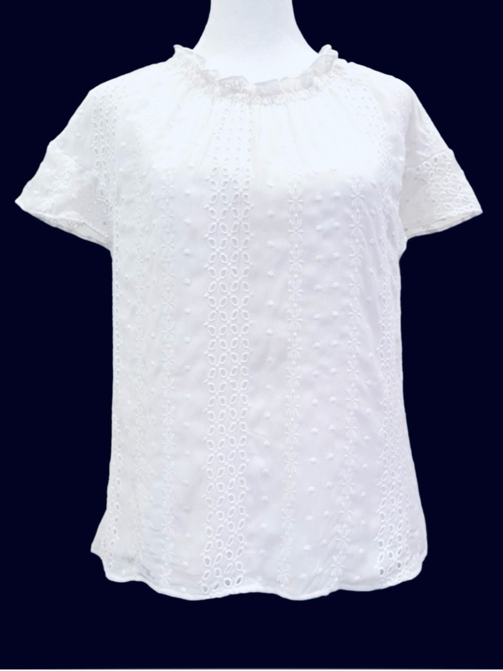 Express White Eyelet Embroidered Cap Sleeve Top. Lined. Size Small